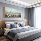 PHAOHUAXM Wall Decor For Living Room Wall Art For Bedroom Office Decorations Blue Ocean Paintings Flowers Watercolour Wall Pictures Canvas Artworks Home Decor Ready To Hang Wood Framed 20x40 In