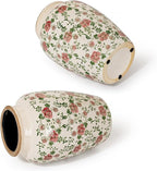 Sungmor Ceramic Flower Vase, Vintage Ice Cracked Glaze Porcelain Vase, Pretty Home Decor Vase for Flower Arrangement, Fresh Flowers, 10.2 Inch Tall Chinoiserie Pottery Vase, Pink Floral Pattern