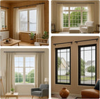 Matte Black Curtain Rod 16-94.4 Inch Single Wide Window Coverage Metal Construction Living Room Bedroom Large Bay Windows Vintage Style Complete Mounting System Hardware