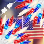 150LIGHTS RED WHITE and BLUE Extra-Bright With End Connectors Christmas Decorative Lights 9.72m UL Certified Mini String Light Set Waterproof for Home Garden Holiday Christmas Tree Party Patio