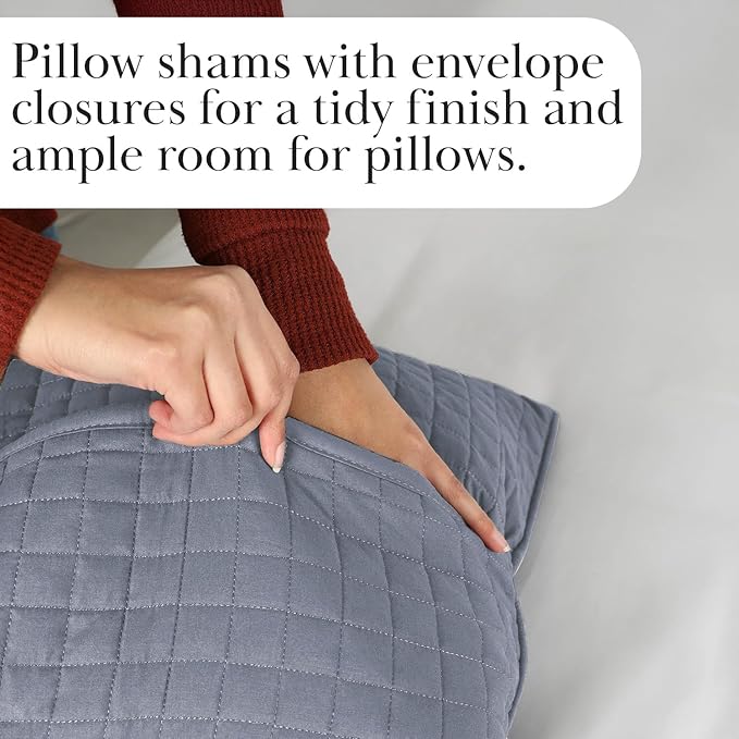 Southshore Fine Living, Inc. Queen Quilt Set, Full Size Bedspread with 2 Matching Pillow Shams, Soft Microfiber Lightweight Quilts, Queen Size Coverlet, Easy Care Machine Washable, Slate Blue