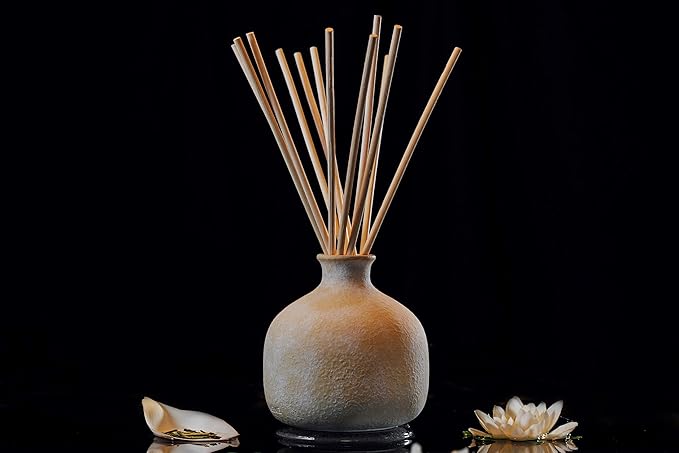 BLUEME Balance-White Lotus & Tea, 5.92 Fl Oz Wellness Diffuser, Contains Essential Oil, Sustainable, Hand Finished, Premium, Luxury Ceramic, Natural Rattan Reeds