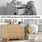 Fluted Dresser for Bedroom,6 Drawer Dresser for Closet,47" Wide Storage Cabinet and Chest of Drawers with Gold Handle,TV Stand,Storage Organizer for Living Room,Hallway,Entryway,Nature Oak