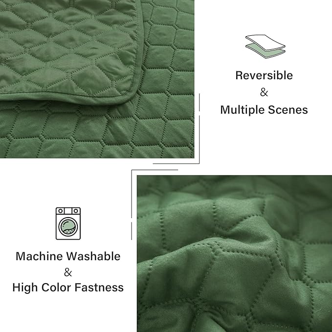 Exclusivo Mezcla Reversible California King Size Quilt Bedding Set with Pillow Shams, Lightweight Quilts Cal King Size, Soft Bedspreads Bed Coverlets for All Seasons - (Olive Green, 112"x104")