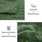 Exclusivo Mezcla Reversible California King Size Quilt Bedding Set with Pillow Shams, Lightweight Quilts Cal King Size, Soft Bedspreads Bed Coverlets for All Seasons - (Olive Green, 112"x104")