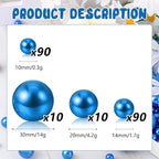 200PCS Blue Faux Pearls Beads for Centerpiece Vases, Vase Filler Faux Pearls, No Holes Filler Beads for Party Anniversary Birthday Wedding Table Decor, 10/14/20/30mm