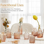 Amber Glass Bud Vase Set,20Pcs Small Glass Vase for Flowers, Clear Bud Set in Bulk,Mini Single Vintage Design for Centerpiece Rustic Wedding Decorations Home Table Flower Décor