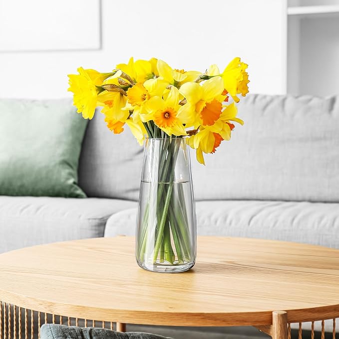 Thenshop 10 Pcs Glass Flower Vases for Centerpieces 8.4" Tall Modern Style Vase Bulk for Bouquet for Home Wedding Party Table Decor House Gifts(Clear)