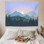 HZOHNAGO Mountain Tapestry Forest Mountain Sunrise Pattern Printed Wall Tapestry Wall Hanging for Bedroom Living Room Dorm 80" W x 60" H