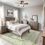 Topllen Washable Area Rug - 4'x6' Boho Living Room Rug, Non-Slip Soft Rugs Indoor for Bedroom Dining Room Office, Vintage Throw Carpet Stain Resistance (Green, 4x6ft)