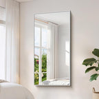 YIROMAN Bathroom Mirror 60"x30", Large Brushed Silver Bathroom Mirror for Over Sink with Aluminum Frame, Rectangular Vanity Mirror with Right Angle, Wall Mirror Hangs Horizontal or Vertical