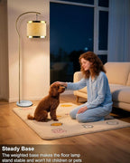 Lightdot 64.9IN Gold Arc Floor Lamp, Modern Floor Lamps for for Wedding/Party, Standing Lamp with Linen Shade, Tall Floor Lamp Living Room/Bedroom (Bulbs Included)