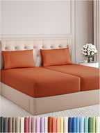 Split King Size 5 Piece Sheet Set - Comfy Breathable & Cooling Bed Sheets Set - Hotel Luxury Bedding for Women, Men, Kids, Teens, Boys & Girls - Deep Pockets and Wrinkle Free - Oeko-Tex - Terracotta