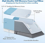 GOHOME Adjustable Leg Elevation Pillow for Post-Surgery, Knee and Ankle Injuries, Swelling, 3-Height Adjustable Memory Foam Leg Pillow with Dual Handles, Removable & Washable Cover