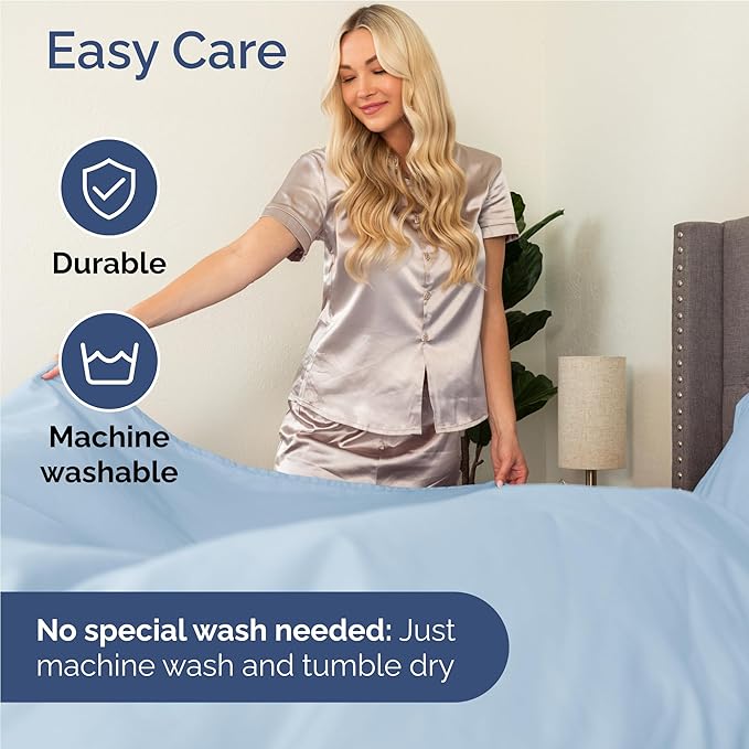 Full Sheets Set 6 Piece - Includes 4 Pillowcases - Bed Sheets Full Size - Soft Hotel Luxury Bedding - Cooling, Comfy, Cozy & Breathable - 1 Flat & 1 Fitted & 4 Pillowcases w/ Deep Pockets - Sky Blue