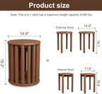 Stackable Stools Set of 4,4-in-1 Wood Stool,Round Wooden Stools with Anti-Slip Foot Pads for Kitchen,Bedroom,Living Room,Bar,No Assembly Required Durable and Space-Saving Design,18 inch (Walnut)