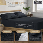 Tencel Sheets 4 Piece for Full Size Bed - 100% Eucalyptus Lyocell Full Sheets Set - Soft, Cooling & Breathable for Hot Sleepers - 16” Deep Pockets Hotel Quality Bedding Set - Black