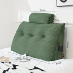 Headboard Wedge Pillow with 2 Pack Neck Roll Pillow Large Headboard Pillow Soft and Supportive with Removable Cover (sage Green, Twin: 39x8x20 Inches)