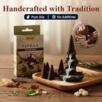 Tulasi Backflow Incense Cones with Natural Oils, Scents Set of 12 Fragrances (120 Cones) Calming Home Aromatherapy, Yoga, Meditation, Relaxing, Mixed Scents with Natural Oils