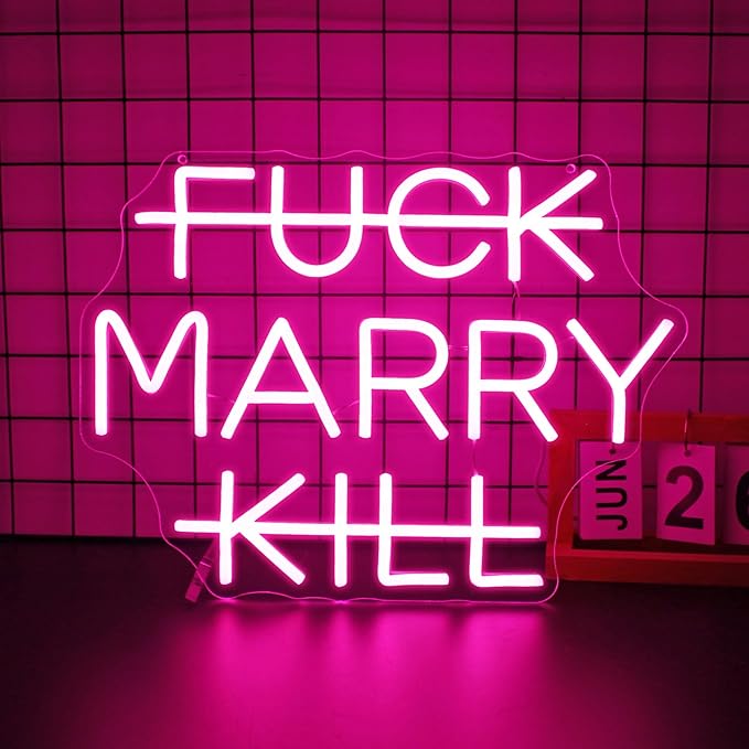 Neon Sign, Marry Neon Signs for Wall Decor Neon Pink LED Signs Room Neon Light Up Signs Home Decor for Bedroom Business Club Party Bars Shop Decoration USB Operated