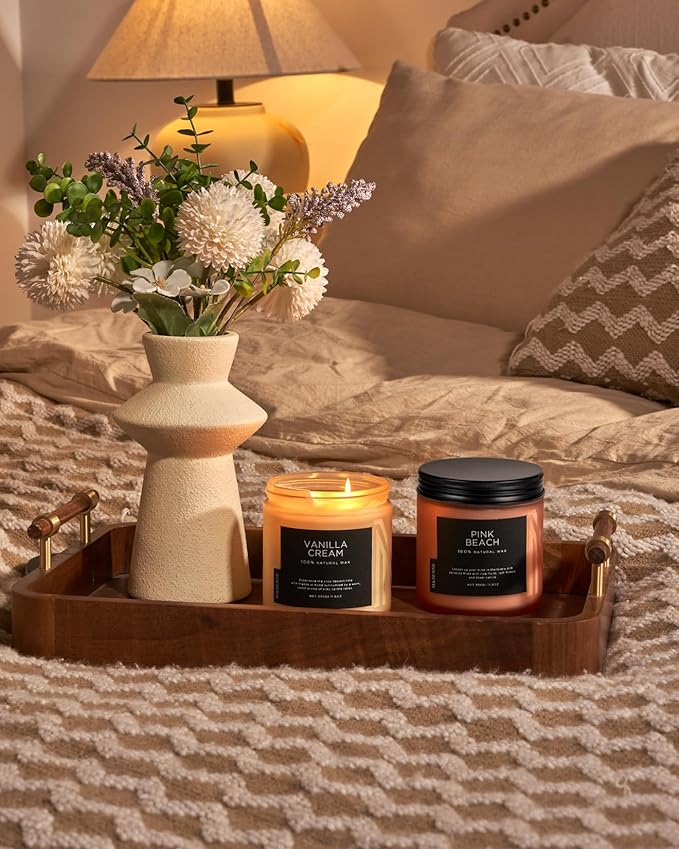 M&SENSE Vanilla Soy Candles, Medium 2 Wick 11.6oz 70 Hours Burning Time, All Natural Organic Soy Wax, Relaxing Aromatherapy Scented Candle, Housewarming Gift for Women and Men