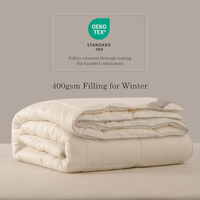 CUDDLE DREAMS Wool Comforter Duvet Insert, 100% Australian Wool Filling with Soft Noiseless Cotton Shell, Natural Warmth (Heavyweight for Winter, Twin)