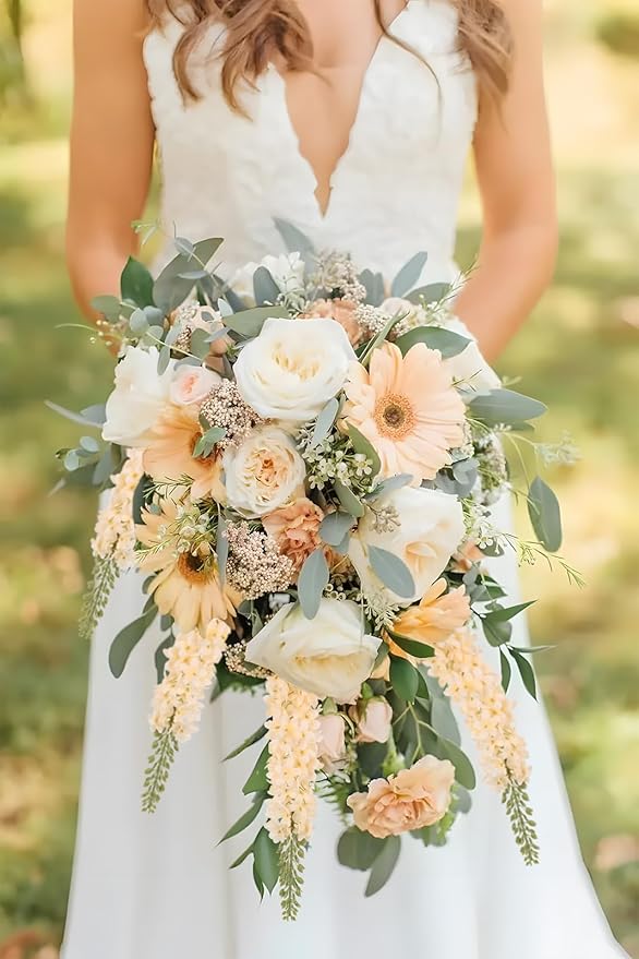 6PCS Champagne Snapdragon Artificial Flowers 29.5" Long Stem Delphinium Silk Faux Flowers Bulk for Tall Vase Wedding Home Garden Decor (Champagne)