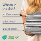 Queen Size 4 Piece Sheet Set - Comfy Breathable & Cooling Bed Sheets Set - Hotel Luxury Bedding for Women, Men, Kids, Teens, Boys & Girls - Deep Pockets, Soft, Wrinkle Free - Oeko-Tex - Grey Stripes 3