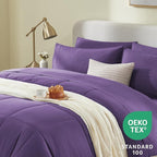 CozyLux Queen Comforter Set Purple, 7 Pieces Bed in a Bag, Purple Comforter Queen Size, All Season Bedding Sets with Stitch Quilted Comforter, Flat Sheet, Fitted Sheet, Pillowcases