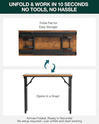 Frylr Small Folding Computer Desk – Portable 35.8 Inch Foldable Laptop Table, Collapsible and Compact for Easy Storage and Fast Setup, Lightweight for Small Spaces, Craft and Study Use, Rustic Brown