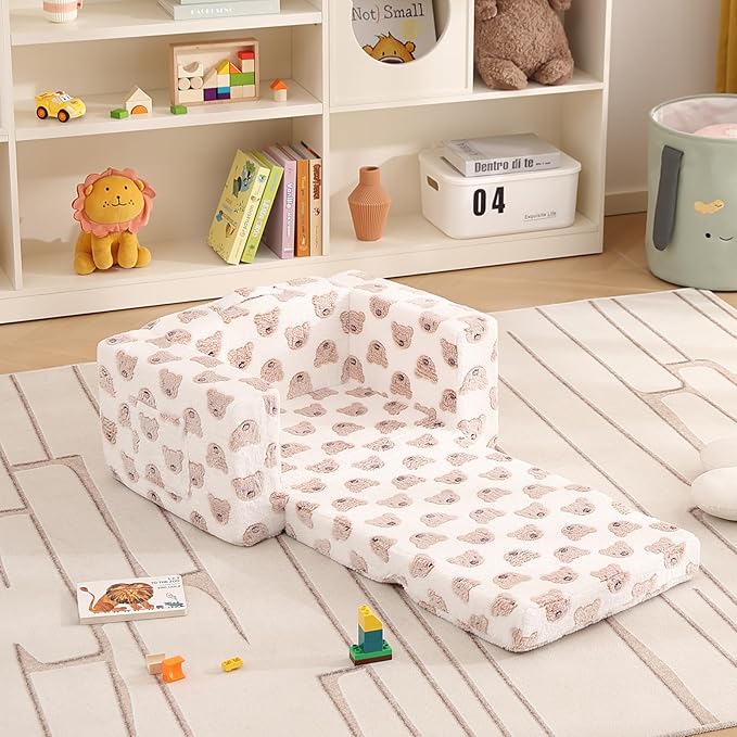 Toddler Chair Kids Couch, 2-in-1 Comfy Armchair with Removable and Washable Cover Carrying Handle, Convertible Reading Chair Toddler Couch for Girls and Boys