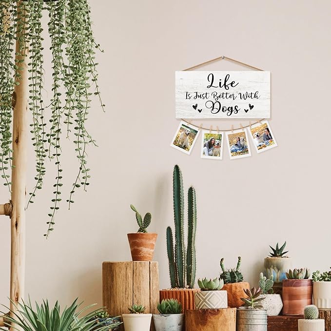 Dog Grandparents Gifts Picture Frame Photo Holder for Wall, Dog Lovers Gifts for Women Owners Dog Mom, Dog Gifts for Grandma Grandpa, Funny Gifts, Best Dog Ever Gifts Gifts Hanging Photo Display