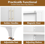 Kitchen Pantry Cabinet, 90" Tall Metal Pantry Cabinet, Food Cupboards with Doors and Shelves, Freestanding Storage Cabinets for Dining, Living Room, 16"D x 32"W x 90"H, White, Assembly Required