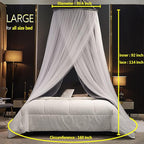 Kertnic Luxurious Bed Canopy for Girls & Adults - Double Layer Princess Canopy with Lace, Round Dome Mosquito Netting for Queen/King Bed Tent (New Gray)