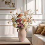 Sunddo Terracotta Vase with 2 Handles, 8 inch Rustic Ceramic Vase, Farmhouse Decor, Table Living Room Bedroom Fireplace Decor