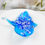 Crystal Devil Fish Figurine Hand Blown Glass Manta Ray Statue Collectibles Ocean Art Sea Animal Home Table Decor Gift Blue 4.7''