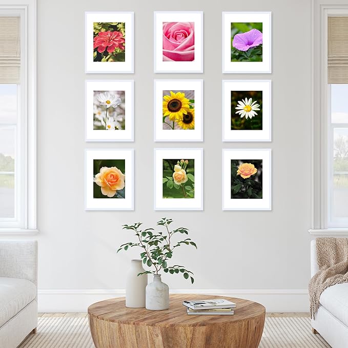 12 Packs 11x14 Picture Frames, Display 8x10 with Mat or 11x14 Without Mat, Gallery Wall Frame Set, 11 by 14 Frames Bulk Set of 12 Collage Wall Decor Photo Frames Set for Wall, White
