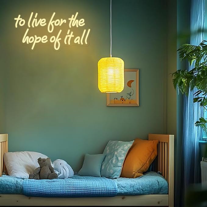 To Live For The Hope Of It All Neon Sign Letter Neon Light Warm White Led Neon Signs for Calssroom Hospital Bedroom Decoration