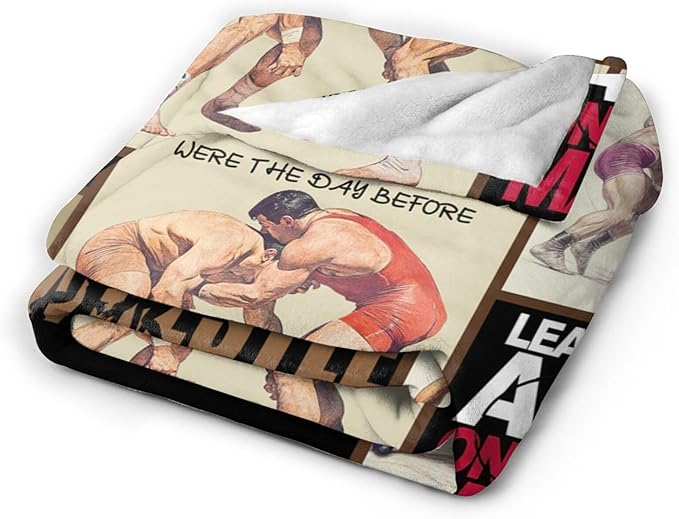 Wrestling Blanket for Boys Girls Women Men Wrestle Gifts Sports Throw Blanket Plush Cozy Flannel Fleece Fuzzy Blankets 80"X60"