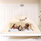 Bed Tent for Kid Twin Size Bed Canopy,Breathable Privacy Space Sleeping Drafty Room Dream Tents Indoor Play Tent Kid Sleep Tent（Beige,Full）