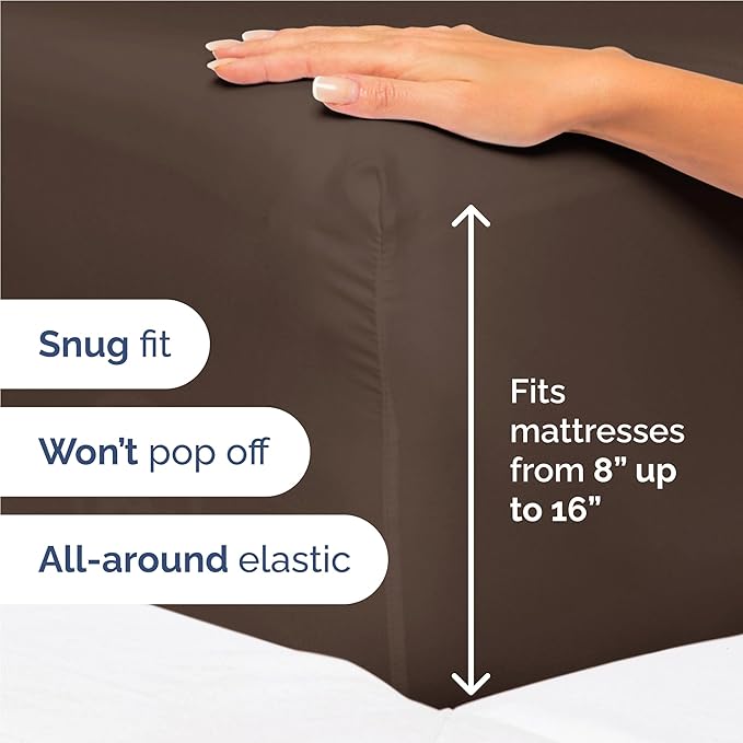 Twin XL Sheets Set 4 Piece - Includes 2 Pillowcases - Bed Sheets Twin XL Size - Soft Hotel Luxury Bedding - Cooling, Comfy and Breathable - 1 Flat & 1 Fitted & 2 Pillowcases w/ Deep Pockets - Brown