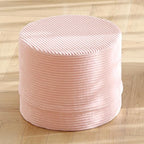 LITA Round Stuffed Pouf Ottoman, Velvet Poufs with High-Density Foam Filling and Washable Cover, Furry and Fluffy Bean Bag Foot Stools Ottoman for Living Room, Bedroom, Office, Pink