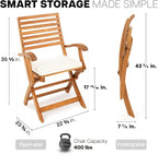 IDZO, Percy Chairs Heavy Duty 400lbs Capacity Set of 2 w/Cushion, FSC Acacia Outdoor Furniture, Teak Finish, Fully Assembled, Wood Folding_Beige