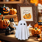 Halloween Ghost Figurine, Resin Cute Finger Ghost Statue, Funny Decor for Halloween Decorations Desk Indoor and Porch Spooky Home Decor