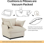 35.4" Wide Oversized Velvet Single Sofa Chair with 2 Pillows, Modern Upholstered Accent Chair Armchair for Livingroom Bedroom Apartment, Light Brown