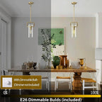 Brass Pendant Lights Kitchen Island, Modern Gold Pendant Lights 2 Pack,12Inch Glass Knurled Kitchen Pendant Lighting Over Island,Farmhouse Island Lights For Kitchen Sink,Bathroom,Bedroom,Dinning Table