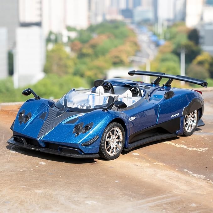 1/24 Car Model Compatible for Collectible Pagani Zonta HP Diecast Toy Car,Zinc Alloy Pull Back Cabriolet Vehicles Toy with Sound and Light for Adult Boys Girls (Blue)