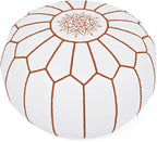 Marrakesh Gallery Genuine Leather Round Pouf Unstuffed - Moroccan Ottoman Footstool, Footrest Cover - Boho Decor - Bohemian Living Room, Bedroom, Kids Room, Gift & Wedding