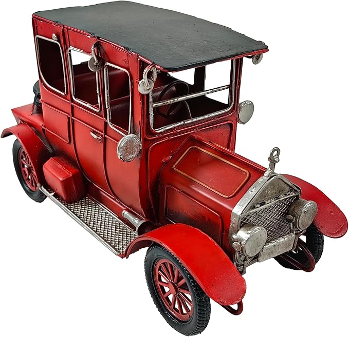 Berfutall-10'' Iron Classic Red Cars Model Collectible Vehicle Decoration, Metal Classic Cars Christmas Decor ，Unique Blend of Vintage, Rustic, for Table Top Decor. (C)