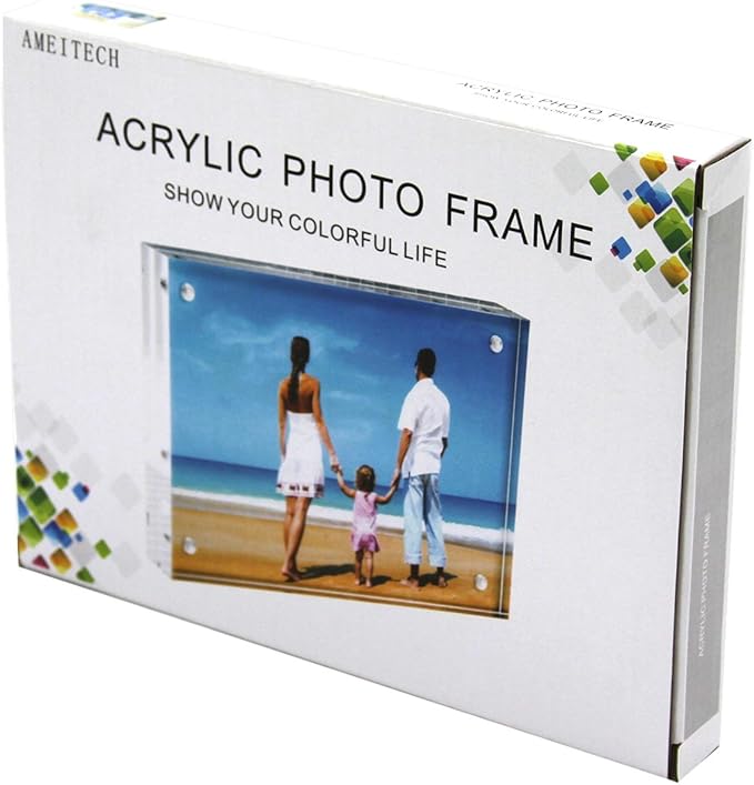 Acrylic Photo Frames,3.5x5'' Double Sided Magnetic Picture Frame, Desktop Frameless Postcard Display
